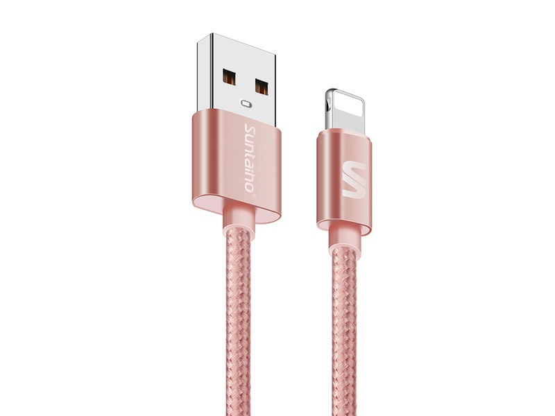 Suntaiho плетеный USB-кабель для быстрой зарядки розовый