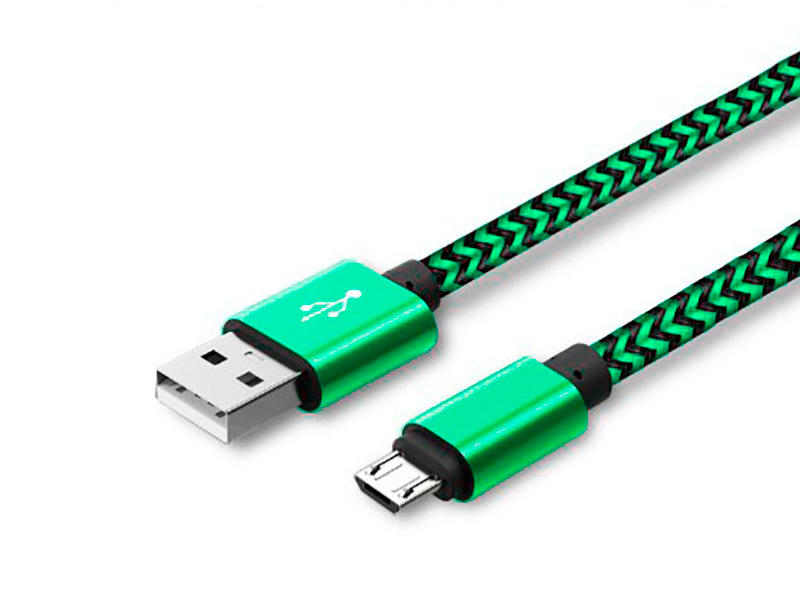 Микро USB адаптер для зарядки зеленый