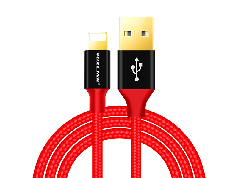 VOXLINK нейлоновый плетеный USB-кабель для быстрой зарядки и синхронизации с ПК красный