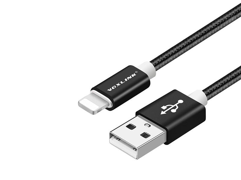VOXLINK нейлоновый плетеный USB-кабель для быстрой зарядки и синхронизации с ПК черный