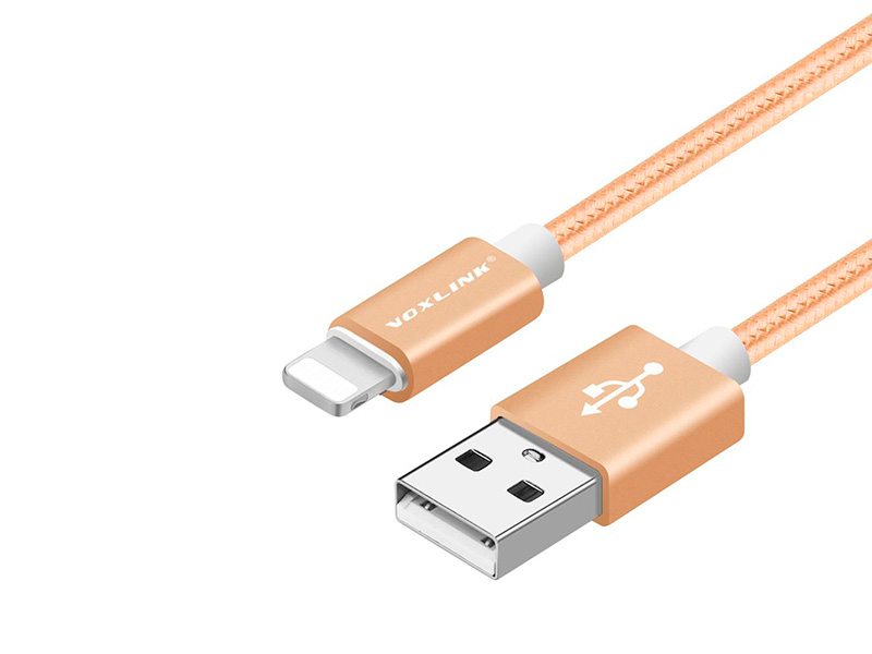 VOXLINK нейлоновый плетеный USB-кабель для быстрой зарядки и синхронизации с ПК золотой