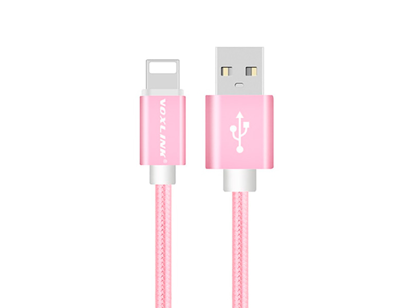 VOXLINK нейлоновый плетеный USB-кабель для быстрой зарядки и синхронизации с ПК розовый