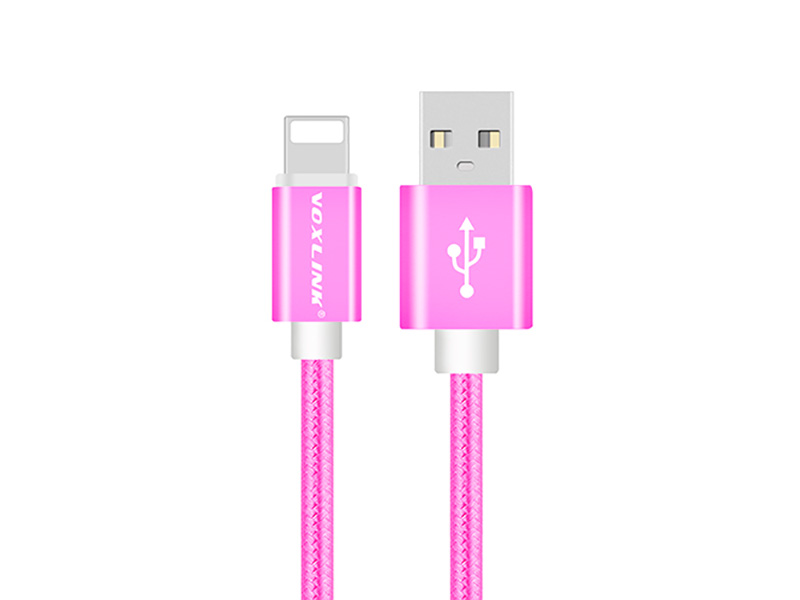 VOXLINK нейлоновый плетеный USB-кабель для быстрой зарядки и синхронизации с ПК фиолетовый