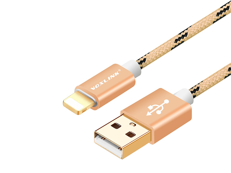 VOXLINK нейлоновый плетеный USB кабель золотой