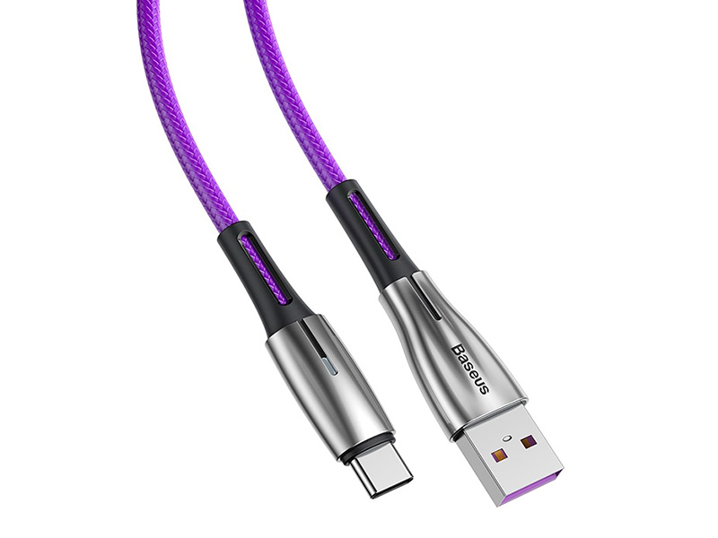 Фирменный зарядный кабель Baseus фиолетовый