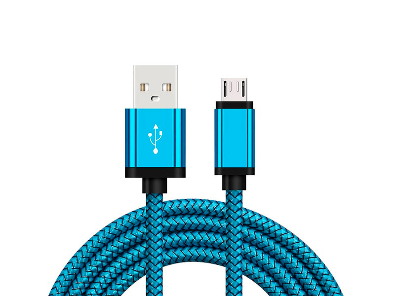 Зарядный кабель с нейлоновым шнуром синий